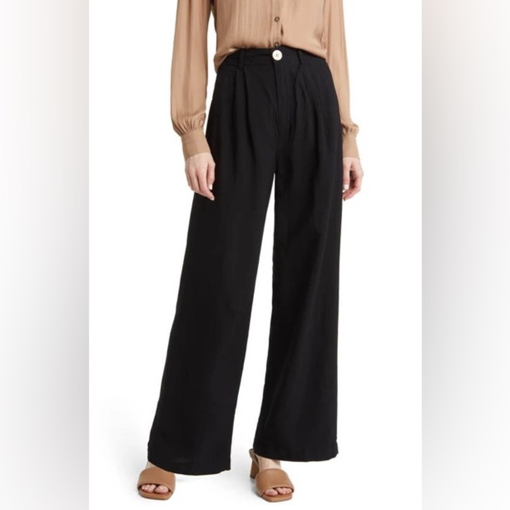 And Other Stories Black Wide Leg Linen Pants